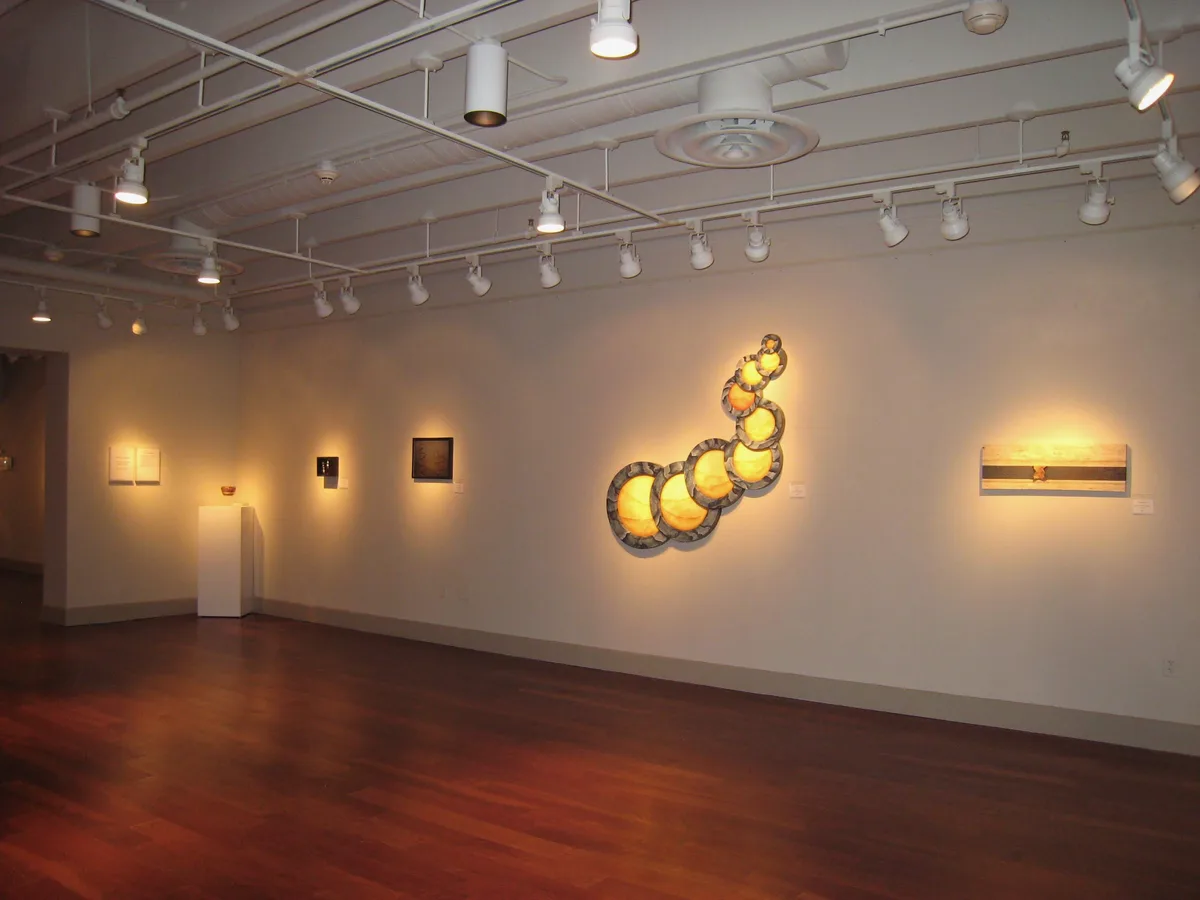 Dried Up hanging in the gallery at the art show, alongside four other artworks.