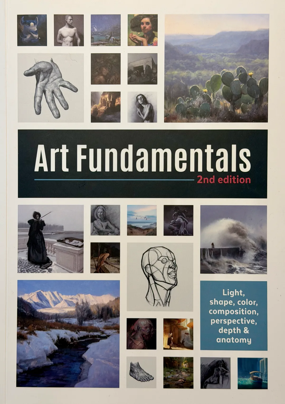 Front cover of Art Fundamentals 2nd edition by 3DTotal Publishing, with a collage of artwork examples.